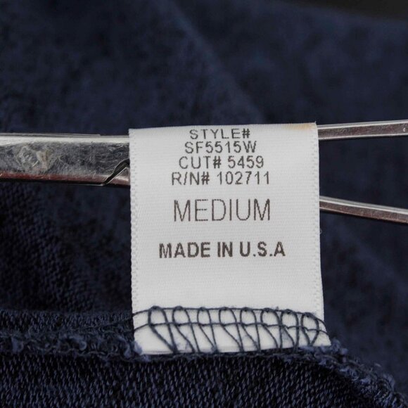 Gibson Sz M Navy Black Ruffle 3/4 Sleeve Rayon Polyester Top - Picture 5 of 5